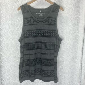 SHOUTHOUSE Men’s XXL Tank Top - Grey & Black Geometric Aztec Pattern